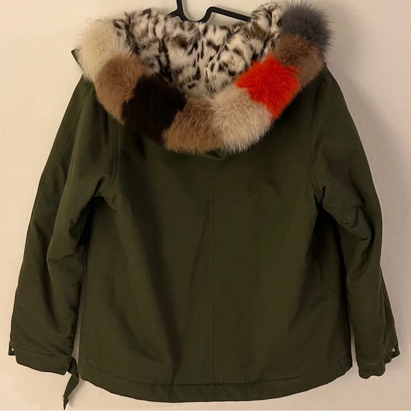 Maje Genuine Fox Fur Kaki Green Jacket Coat Size 36/Small - Picture 2 of 9
